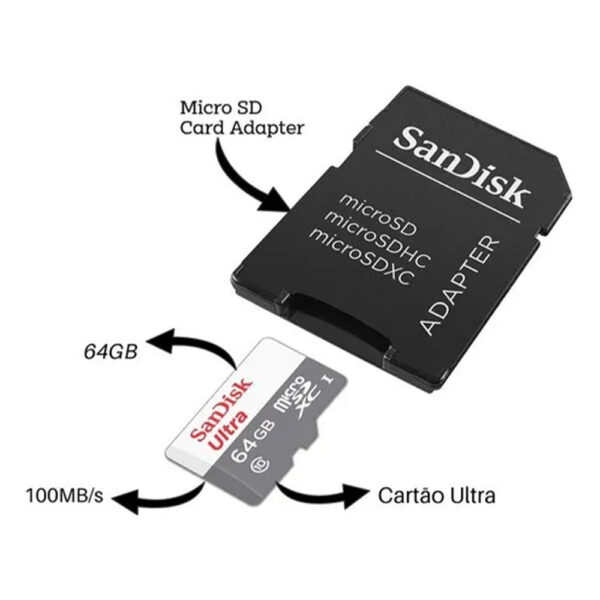 Cartão De Memória Sandisk Ultra 100mb/s 64gb P/câmeras Wi-fi - Imagem 3